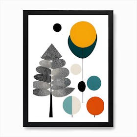 Tree And Circles Abstract Art Print