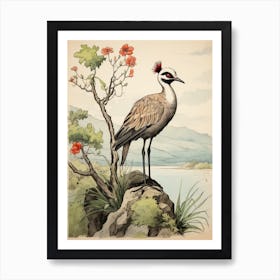 Storybook Animal Watercolour Crane 2 Art Print