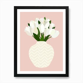 Tulip Arrangement - Floral Vase White Flowers Art Print