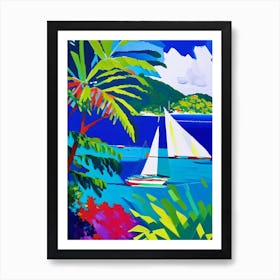 Bequia Island Saint Vincent And The Grenadines Colourful Painting Tropical Destination Art Print