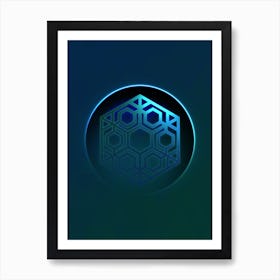 Geometric Neon Glyph on Jewel Tone Triangle Pattern 452 Art Print