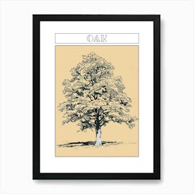 Oak Tree Minimalistic Drawing 2 Poster Art Print