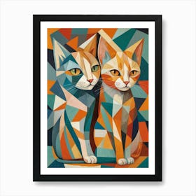 Geometric Cats Art Print