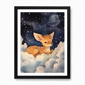 Baby Deer 6 Sleeping In The Clouds Art Print