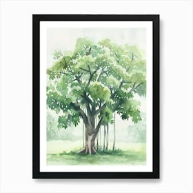 Banyan Tree Atmospheric Watercolour Painting 2 Art Print