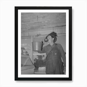 Farmer Drinking Water From Bucket Which Hangs In The General Store, Pie Town, New Mexico By Russell Lee Art Print
