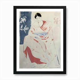 Woman With A Bowl Art Print