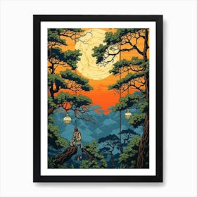 Mount Takao, Japan Vintage Travel Art 1 Art Print