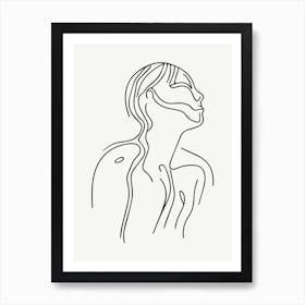 Portrait Of A Woman Monoline Illustration 1 Art Print