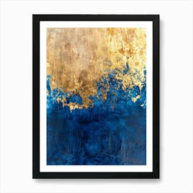 Gold And Blue Abstract Painting 9 Art Print