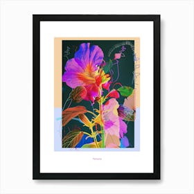 Petunia 2 Neon Flower Collage Poster Art Print