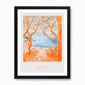 Korula Croatia Orange Drawing Poster Art Print