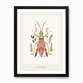 Colourful Insect Illustration Grasshopper 6 Poster Art Print