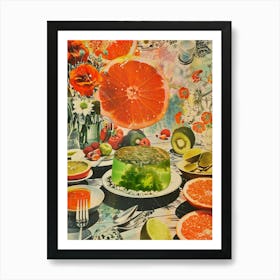 Green Fruity Jelly Retro Collage 2 Art Print