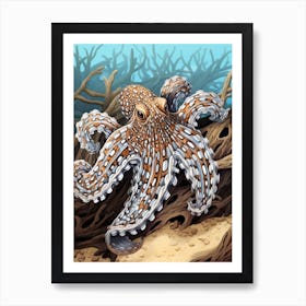 Mimic Octopus Illustration 8 Art Print