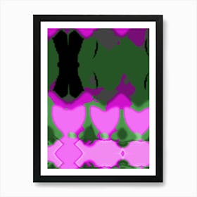 Pink And Green Hearts Art Print