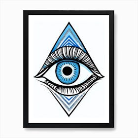 Third Eye Symbolism, Symbol, Third Eye Blue & White 4 Art Print