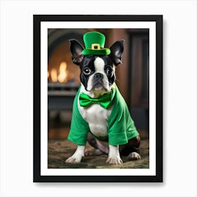 St Patrick'S Day Boston Terrier 14 Art Print