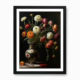 Baroque Floral Still Life Ranunculus 1 Art Print