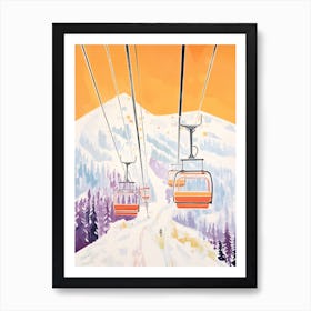 Telluride Ski Resort   Colorado, Usa, Ski Resort Pastel Colours Illustration 1 Art Print
