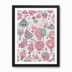 Doodle Wallpaper Art Print