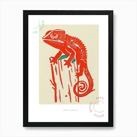 Red Senegal Chameleon Block 3 Poster Art Print