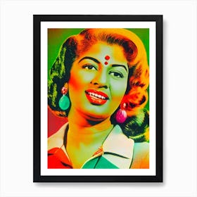 Lata Mangeshkar Colourful Pop Art Art Print