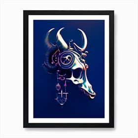 Animal Skull Navy Stream Punk Art Print