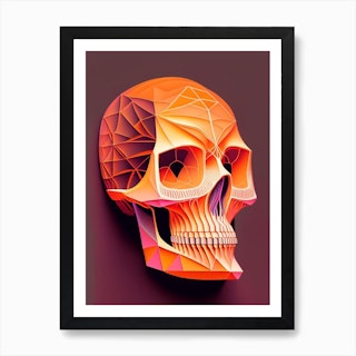 Skull With Intricate Linework Orange 3 Paul Klee Art Print