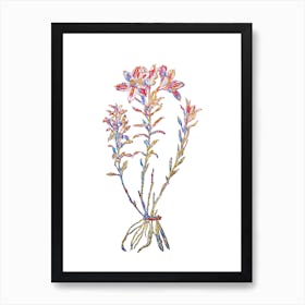 Stained Glass Lily of the Incas Mosaic Botanical Illustration on White n.0210 Art Print
