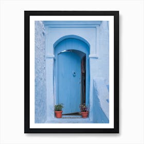 Open Blue Door with plants | Chefchaouen | Morocco Art Print