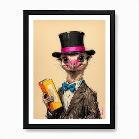 Ostrich In Top Hat 2 Art Print