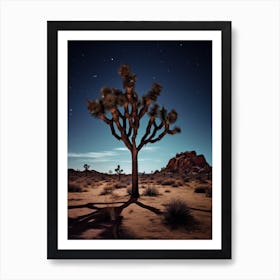  Photograph Of A Joshua Tree At Night  In A Sandy Desert 1 Art Print