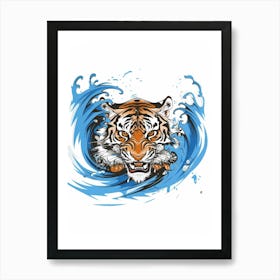 Tiger In The Water 4 Art Print