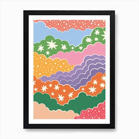 Colorful Clouds and Stars Art Print