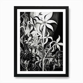 Growth Abstract Black And White 4 Art Print