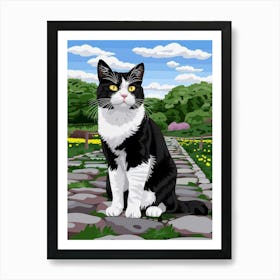 Black And White Cat In The Park Art Print