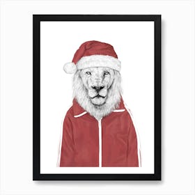 Santa Lion Art Print