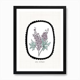 July Larkspur Birth Flower Art Print