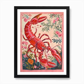 Floral Animal Painting Lobster 1 Art Print