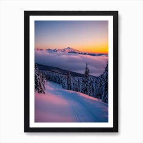 Naeba, Japan Sunrise Skiing Poster Art Print