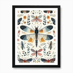 Colourful Insect Illustration Firefly 10 Art Print