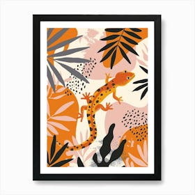 Orange Leopard Gecko Abstract Modern Illustration 6 Art Print