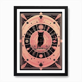 The Wheel Of Fortune Tarot Card, Black Cat In Pink 3 Art Print