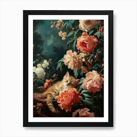 Cat Sleeping Rococo Inspired 1 Art Print