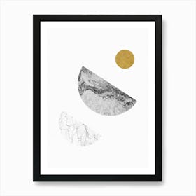 Gold and Marble Abstract Sun and Moon Art Art Print