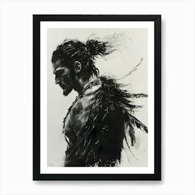 Whimsical Dark Feathers Man 15 Art Print