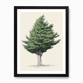 Cypress Tree Pixel Illustration 4 Art Print