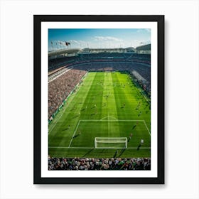 A Dynamic Aerial View Of A World Championship Soccer Match Showcasing Powerful Team Play On The Pri 2 Art Print