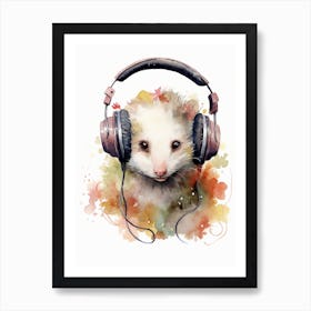 Adorable Chubby Possum Wearing Headphones 3 Art Print